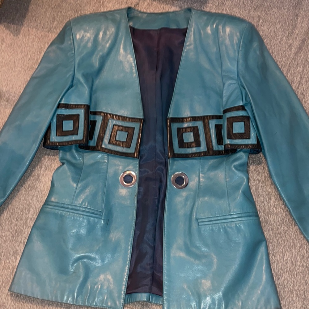 Thick Aqua blue blazer jacket